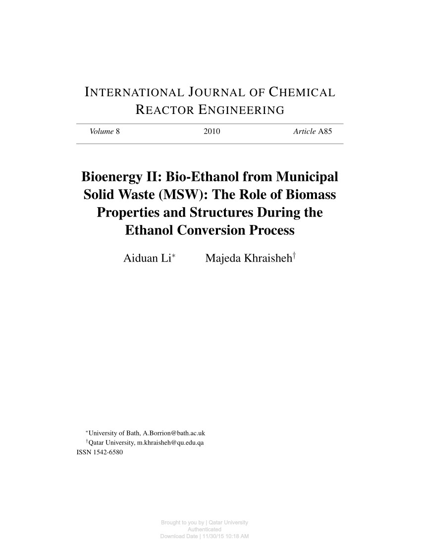 pdf environmental impact and cost assessment of incineration and ethanol production as municipal solid waste management strategies