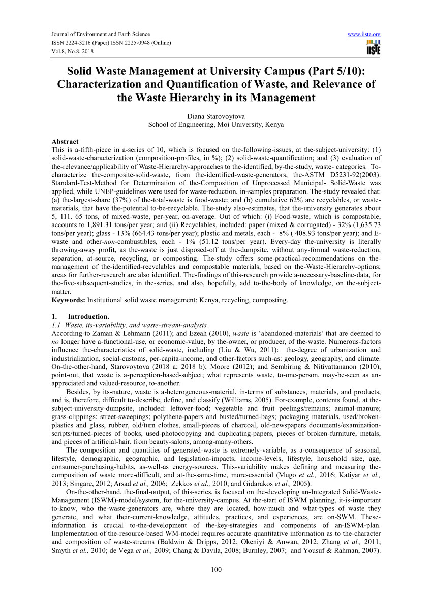 pdf solid waste management swm at a university campus part 1 10 comprehensive review on legal framework and background to waste management