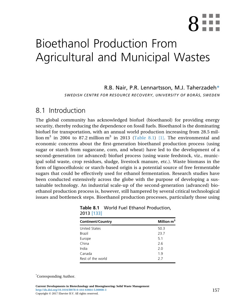 pdf bioethanol production from agricultural and municipal wastes