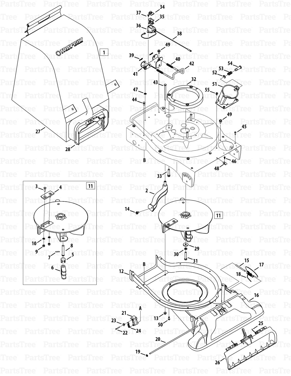 troy bilt csv070 24a 07mm066 troy bilt chipper shredder vac 2011 csv 070 impeller bag diagram and parts list partstree com