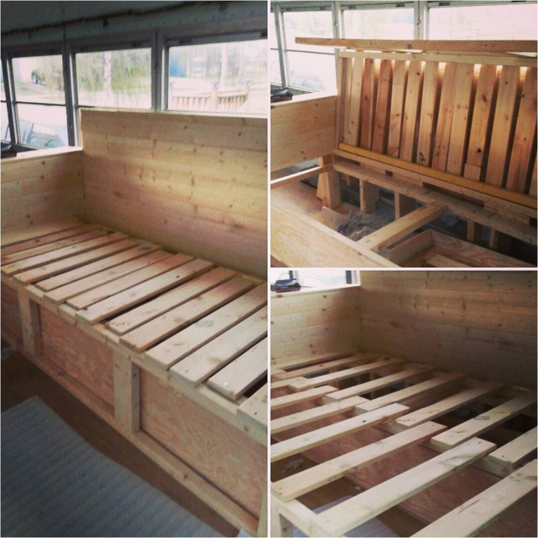 Daybed Converts to Queen Australia Couch Storage and and Pull Out Bed Skoolie Skoolieconversion Diy