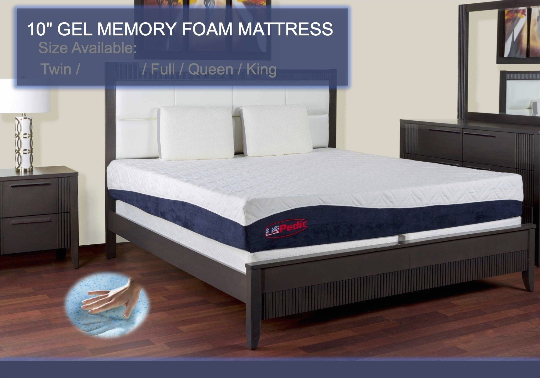 uspedic queen mattress gel infused memory foam takes the shape of your body relaxed sleep 10