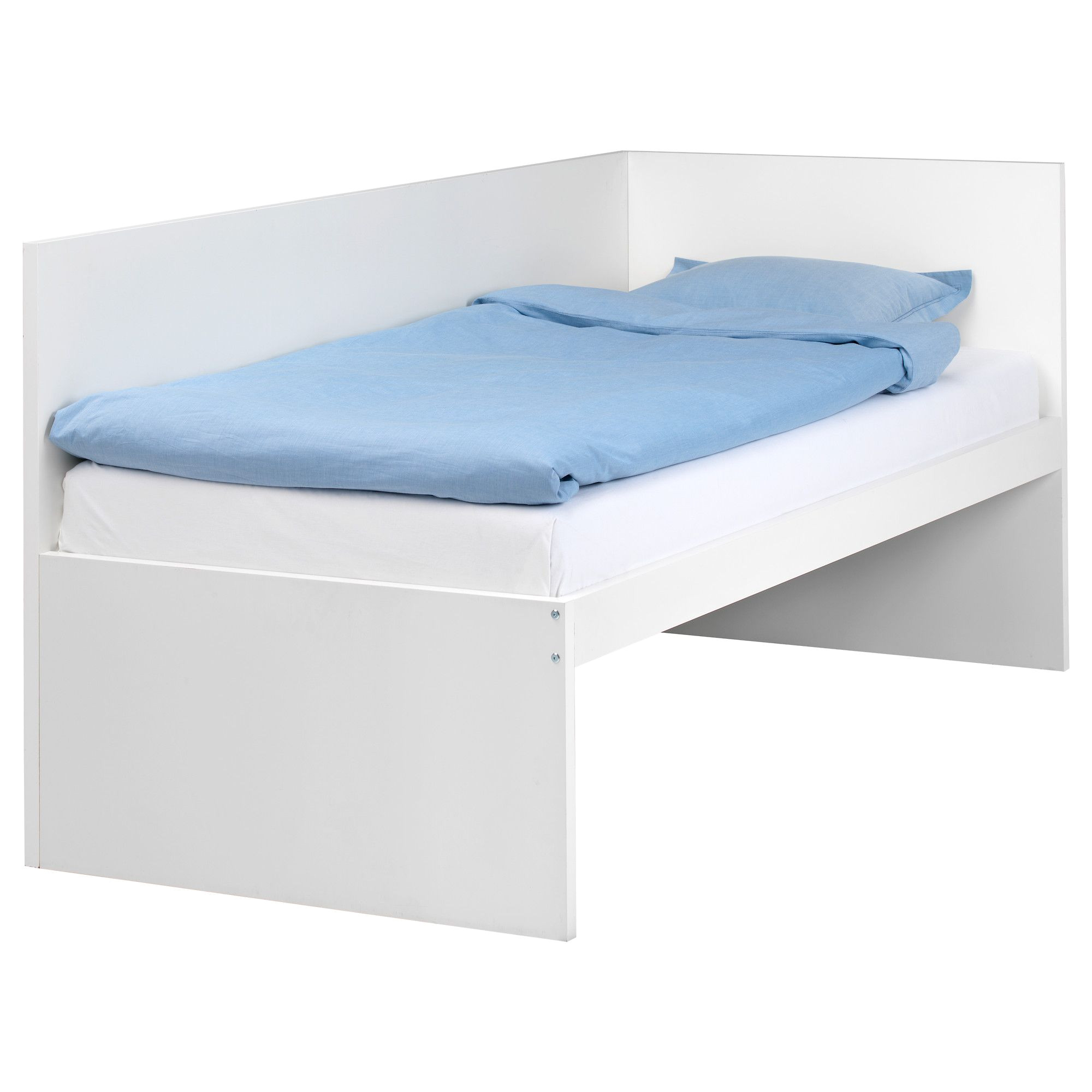 flaxa bed frm w headboard slatted bedbase ikea