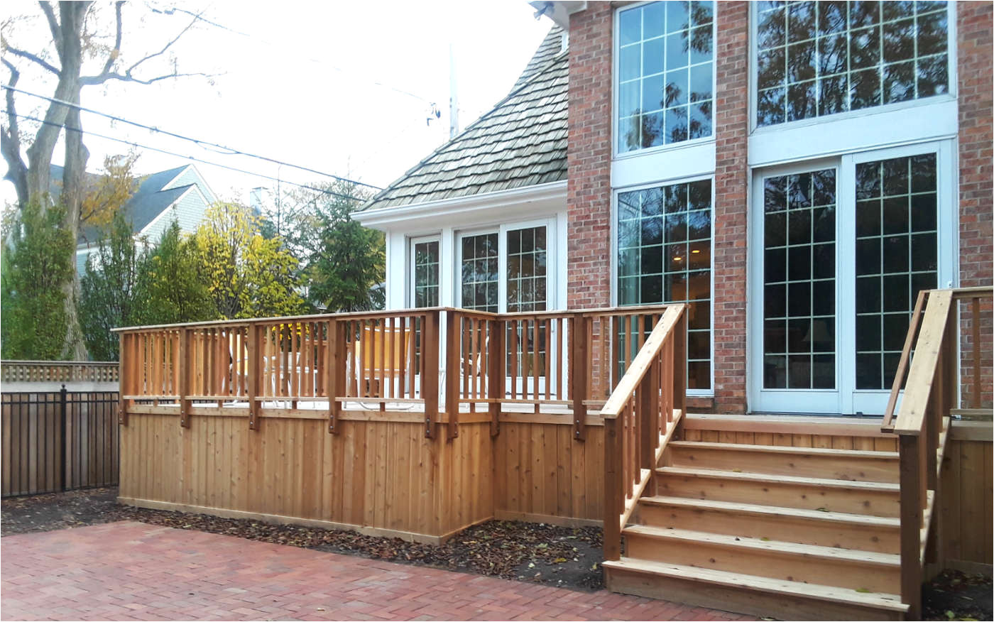 spacious wood deck by western springs il deck builder thumbnail