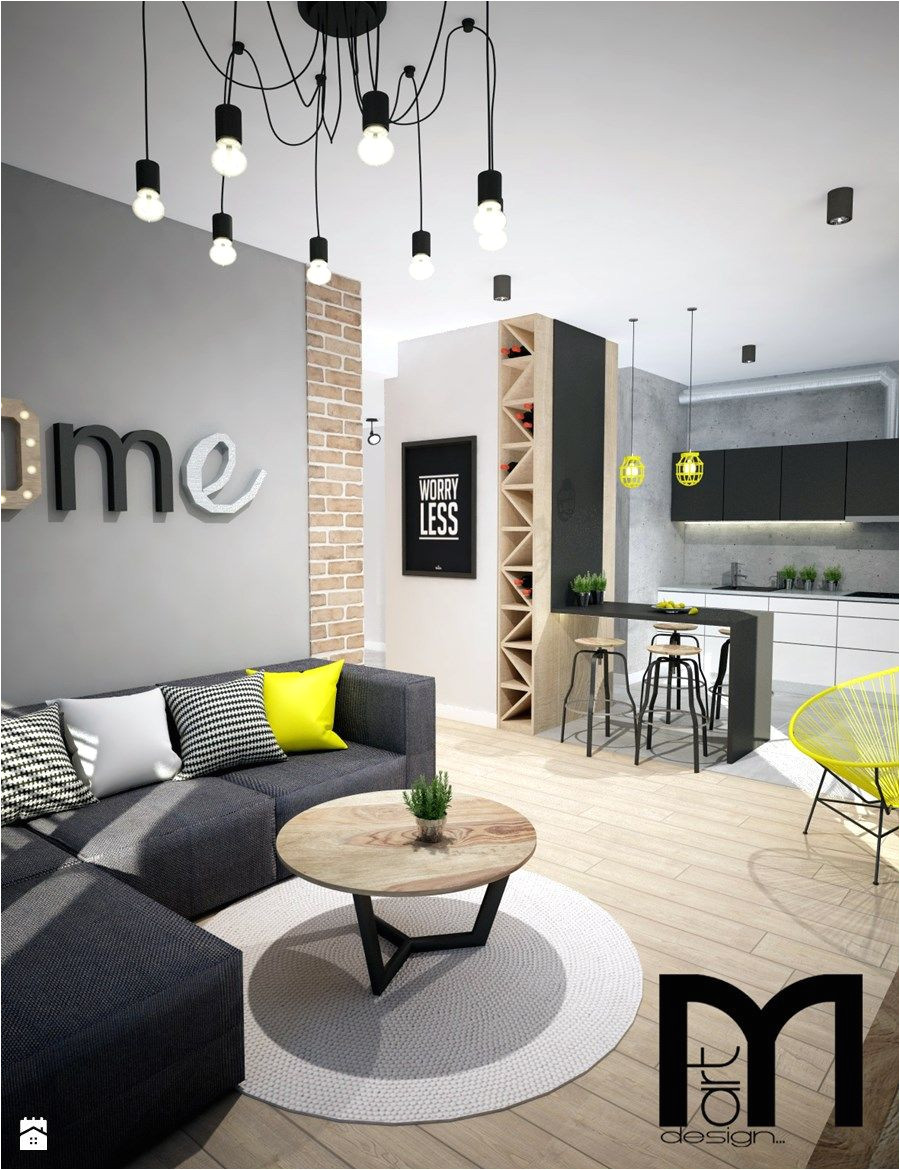 projekt mieszkania w warszawie maa y salon z kuchnia styl industrialny zdja cie od mart design architektura wna trz decoraciones del hogarideas de