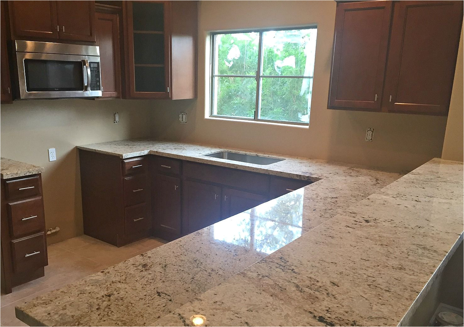 cafe creme granite countertop remodel in phoenix az with flat polish edge and stainless steel under mount sink having trouble deciding your countertop