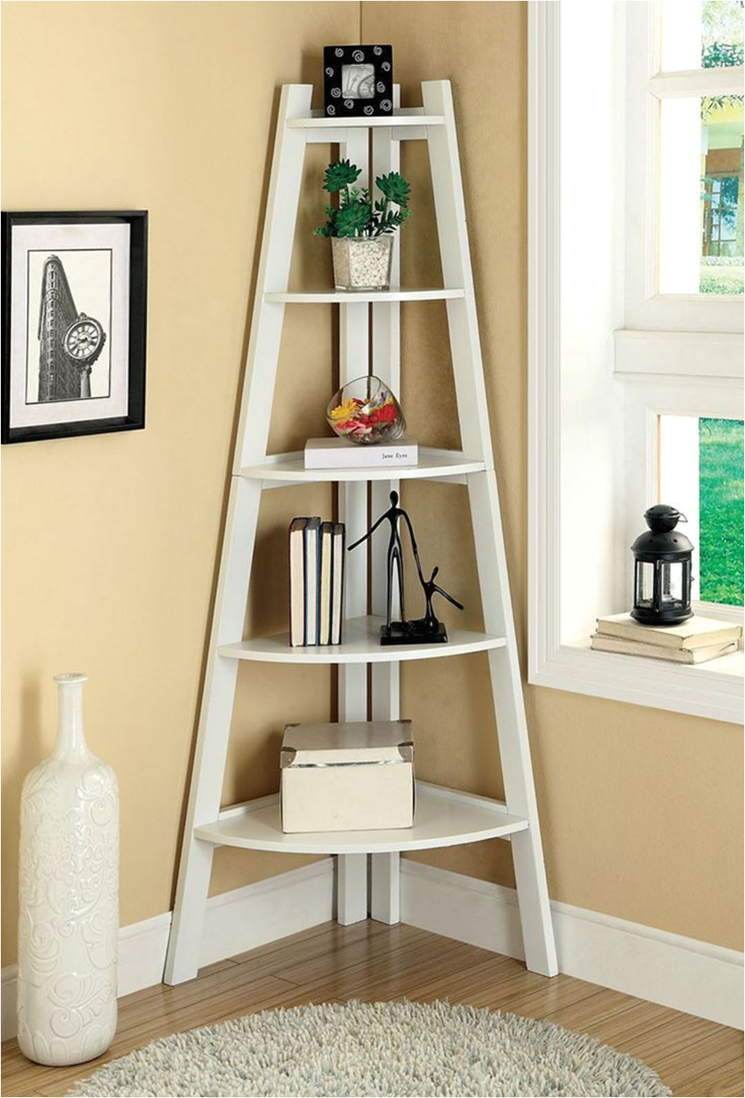 diy corner storage ladder