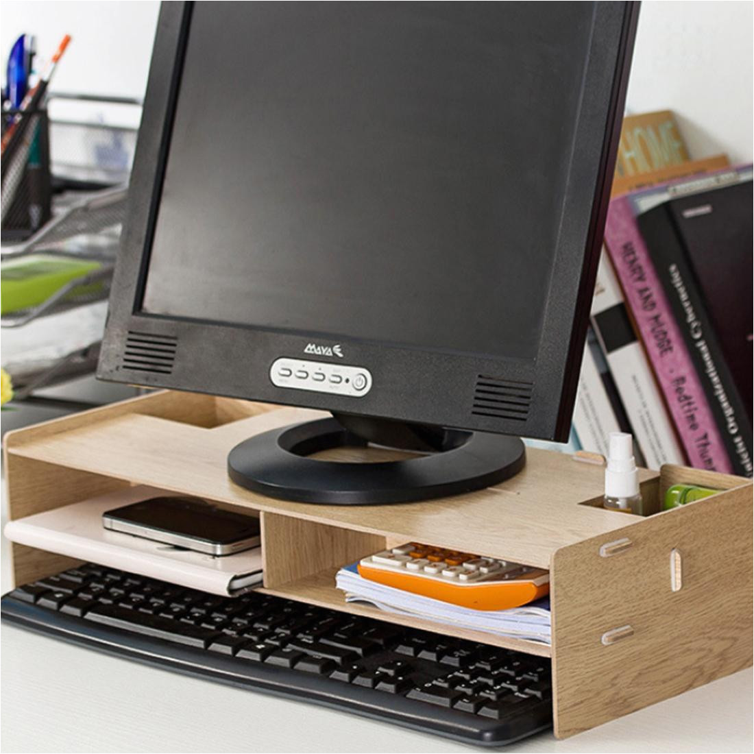 2019 diy desktop computer monitor riser stand desktop wooden monitor riser with storage slots storage holder from kenna456 57 29 dhgate com