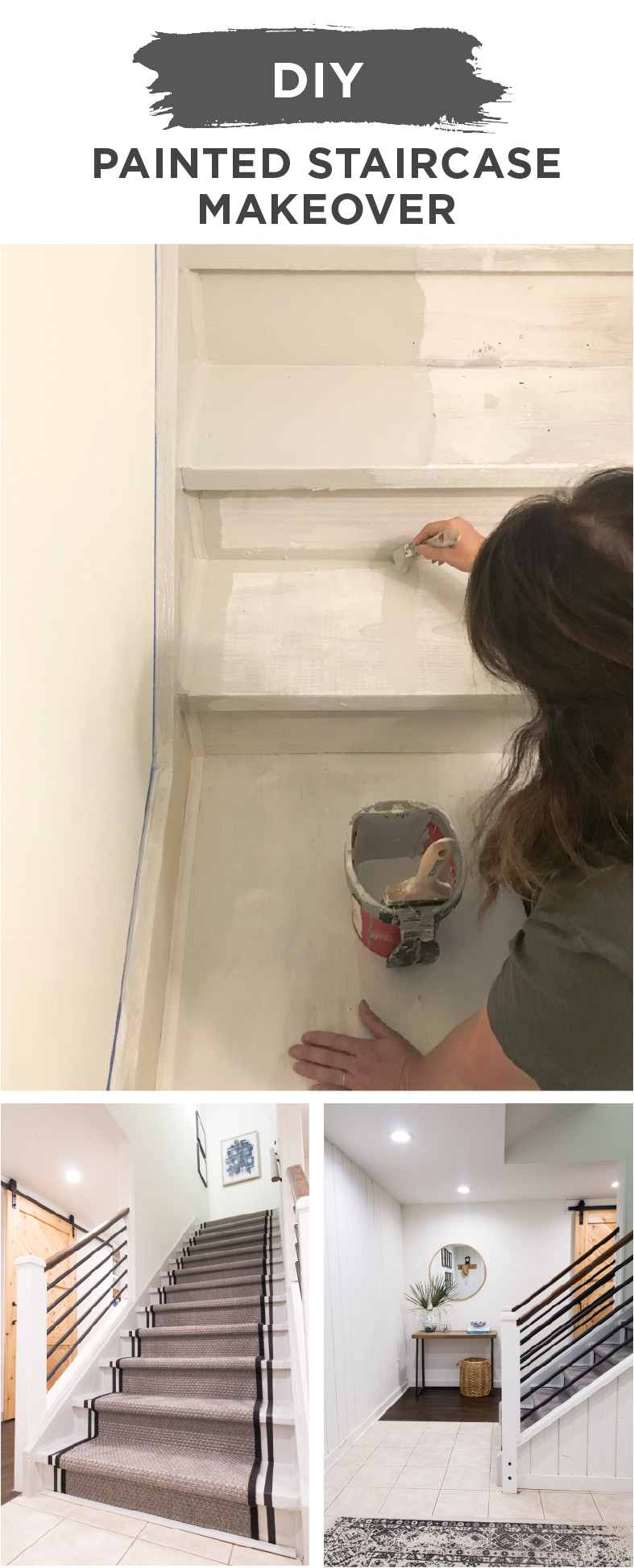 this diy painted stairs and striped staircase makeover from leslie of deeply southern home using kilz 2 latexa primer and kilz complete coata paint