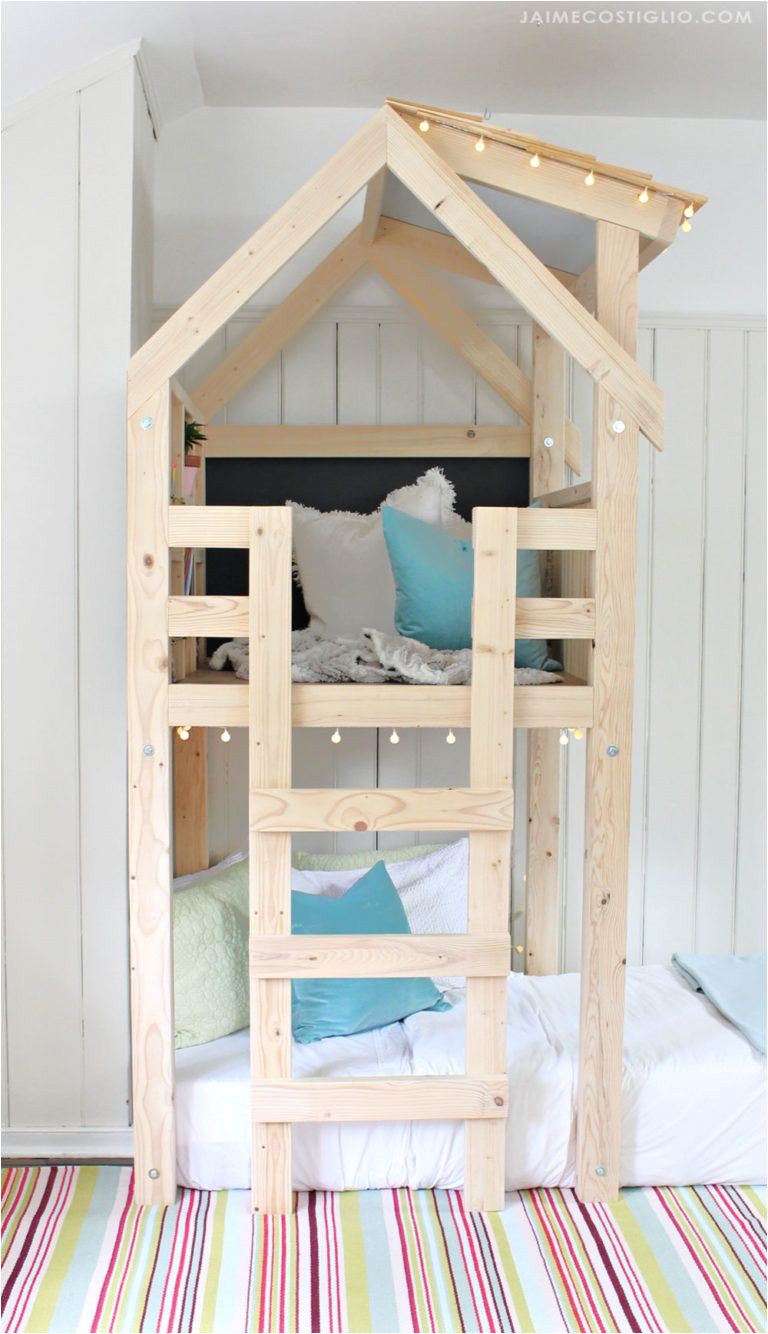 a diy tutorial to build an indoor playhouse kids loft over a twin bed make your kids dreams come true with free plans from ana white for this awesome loft