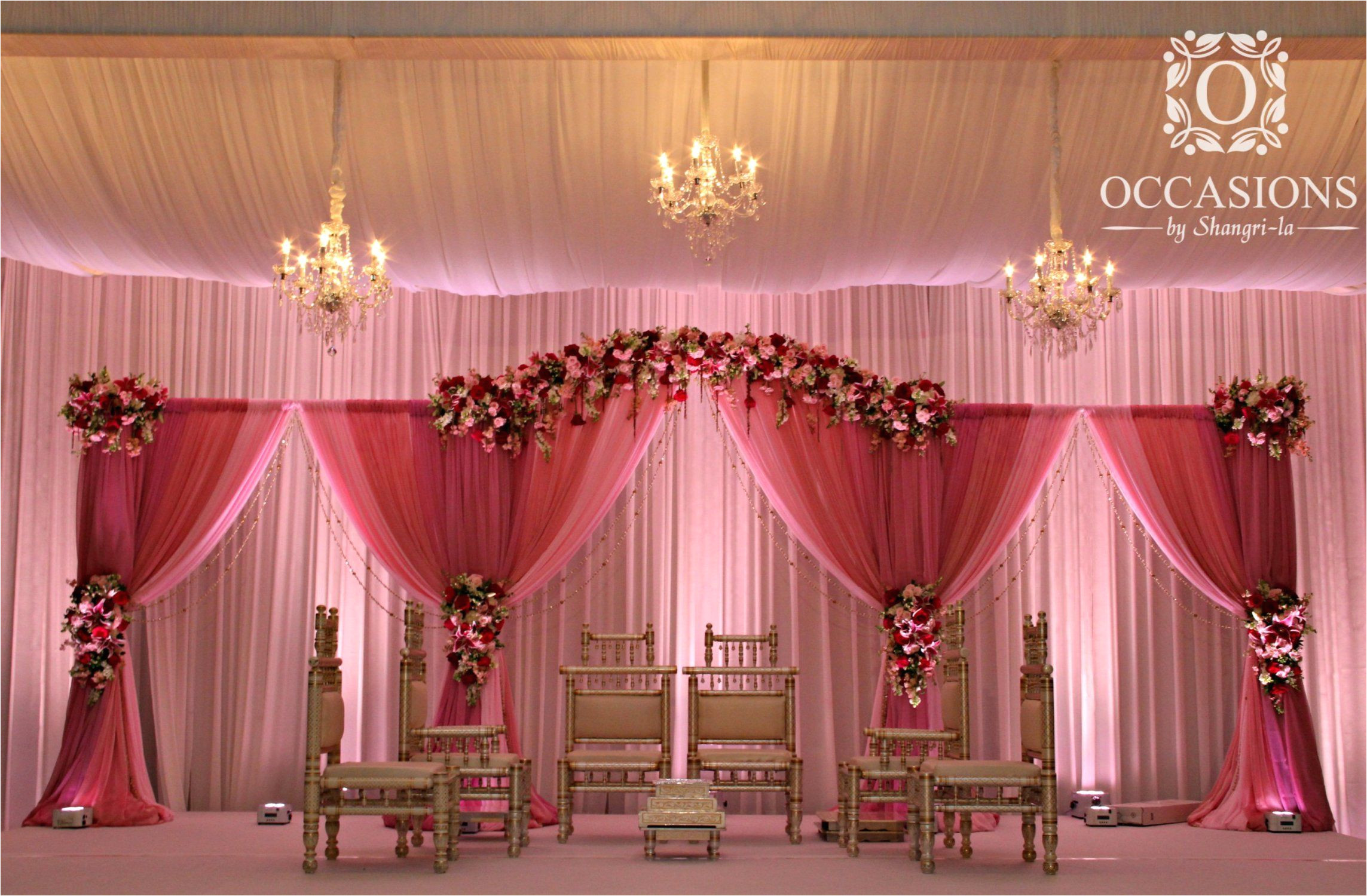pink drapery and floral mandap indian wedding mandaps obsevents obslighting