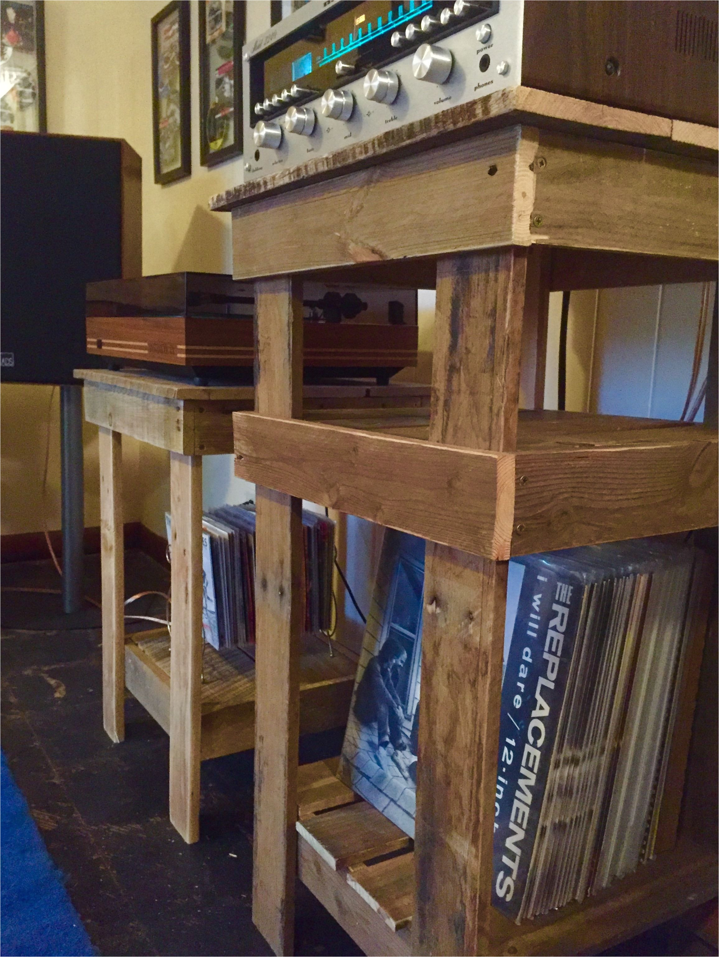 stereo and record player stands built from reclaimed pallets original designs