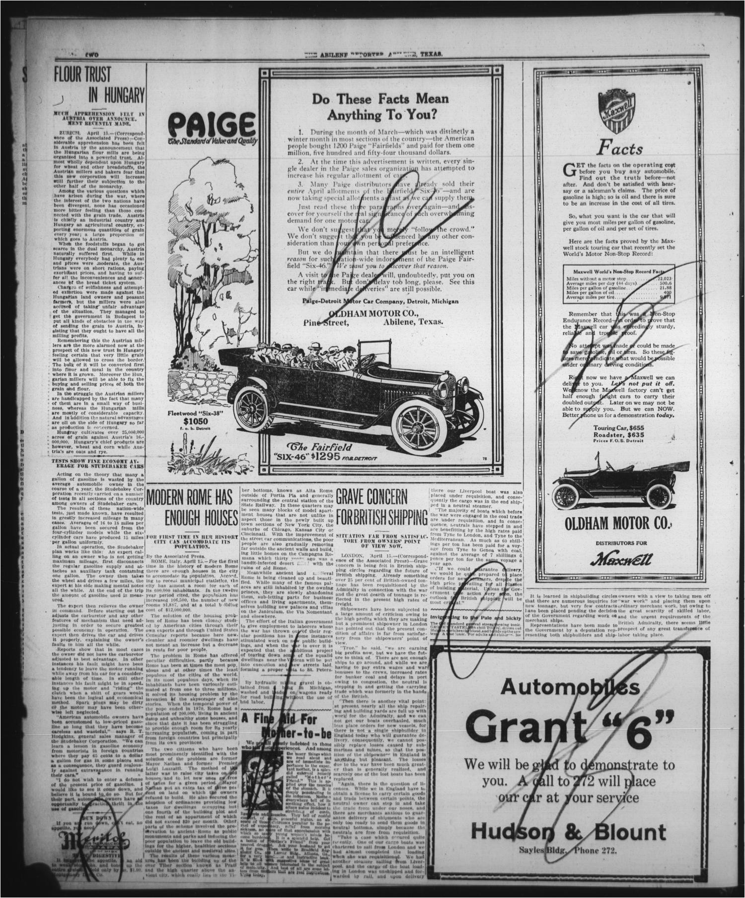 the abilene daily reporter abilene tex vol 20 no 28 ed 1 sunday april 16 1916 page 14 of 18 the portal to texas history