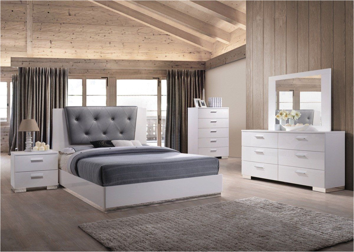 acme lorimar ii eastern king bed gray pu white 22617ek