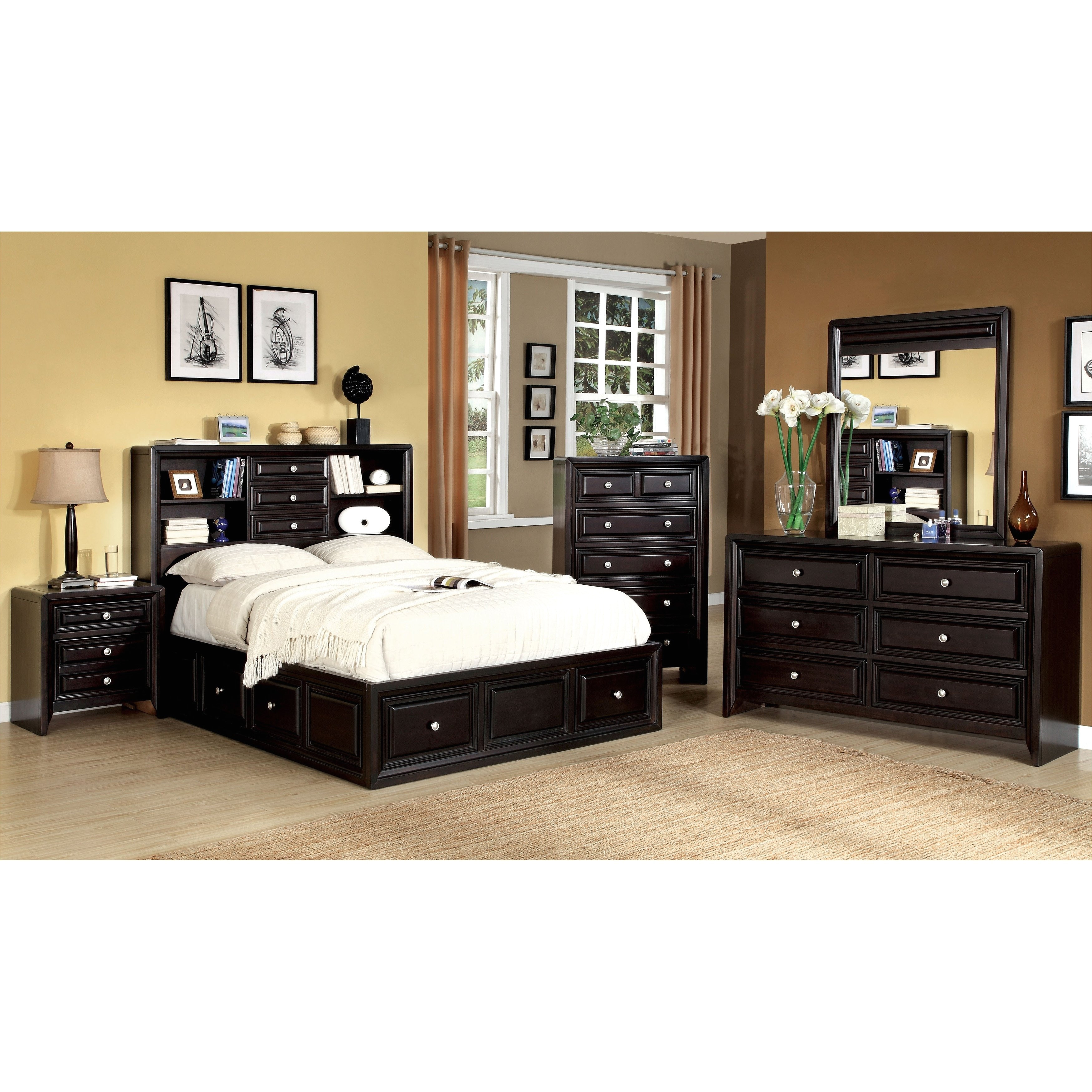 shop furniture of america espresso bookcase headboard platform bed free shipping today overstock com 9237365