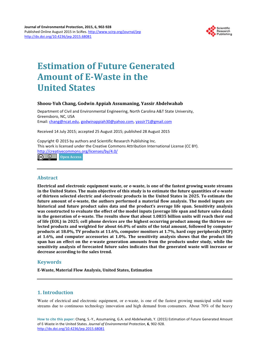 Electronics Recycling Greensboro Nc Pdf Estimation Of Future Generated Amount Of E Waste In the United