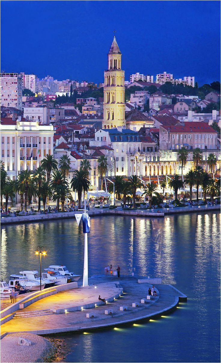 split waterfront with the bell tower of st dominius croatia