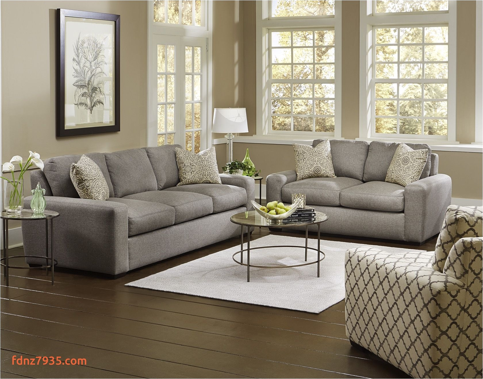 relax in style with this clean lined sofa set from england furniture in grande pewter and