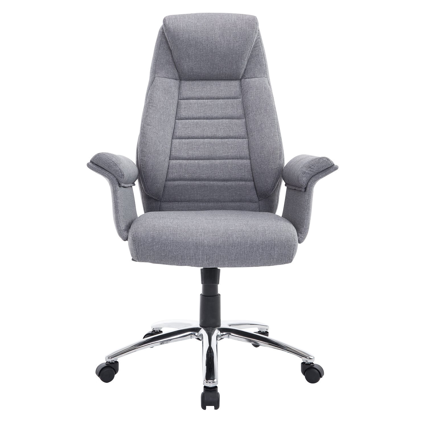 amazon com homcom high back fabric executive leisure home office chair with arms light grey kitchen dining