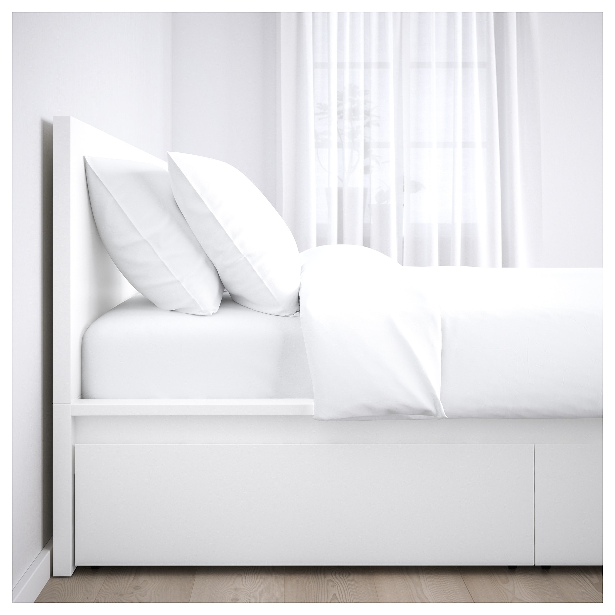 malm bedframe hoog met 4 bedlades 160x200 cm wit ikea