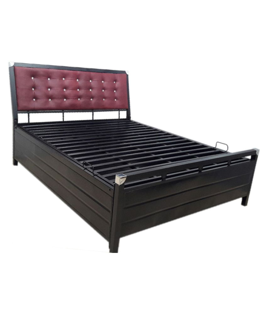 royal metal box bed safari with soft cushioning headboard