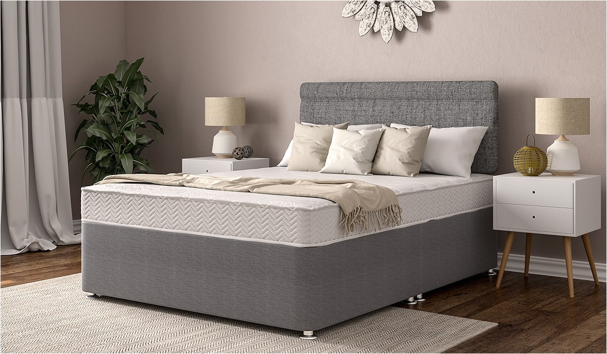 belmont platform top standard double putty grey divan set