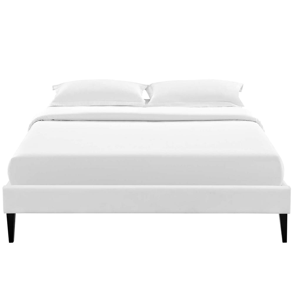 tessie white king bed frame with squared tapered legs