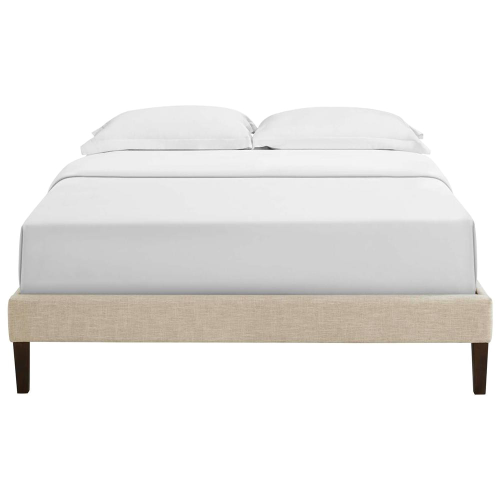 tessie beige king bed frame with squared tapered legs