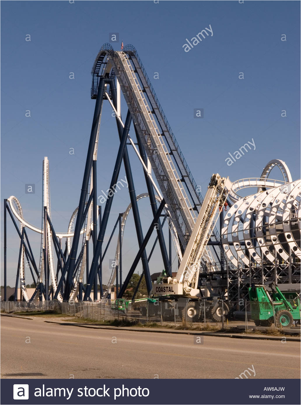 construction of giant rollercoaster at hollywood square in myrtle beach sc usa stock image