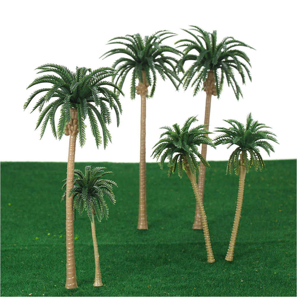 15pcs artificial miniature palm trees scenery layout model plastic tree train coconut rainforest toys for home