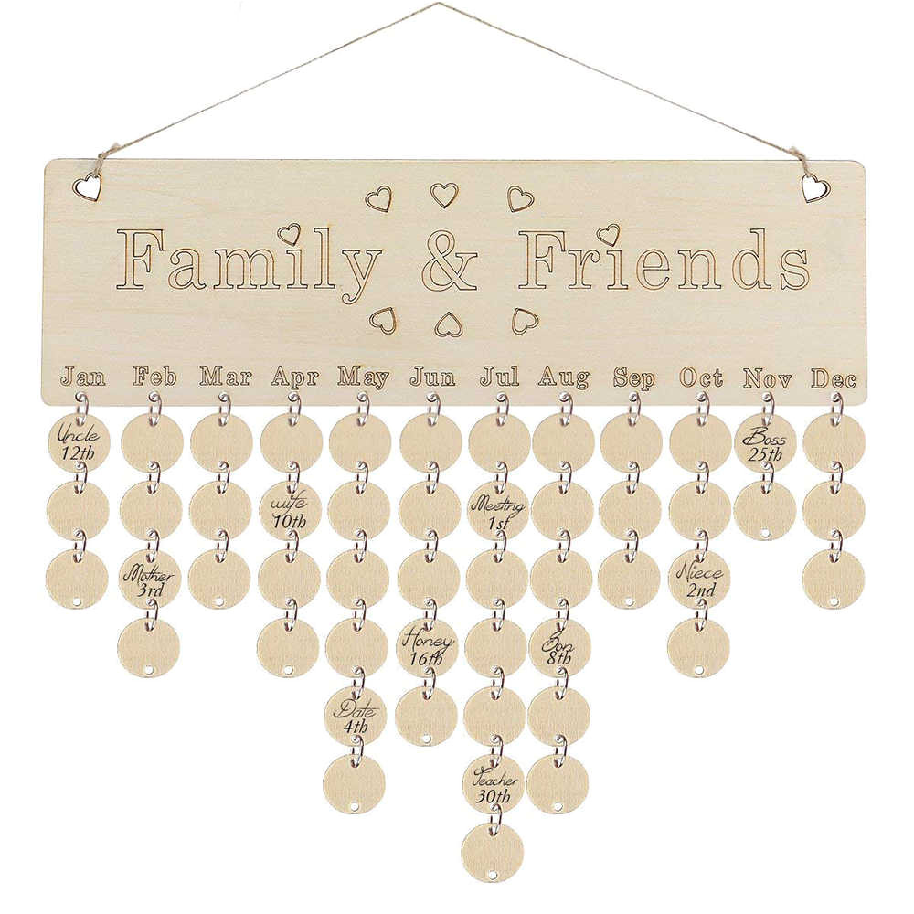 diy fashion wooden birthday calendar family friends sign special dates planner board hanging decor gift decorate