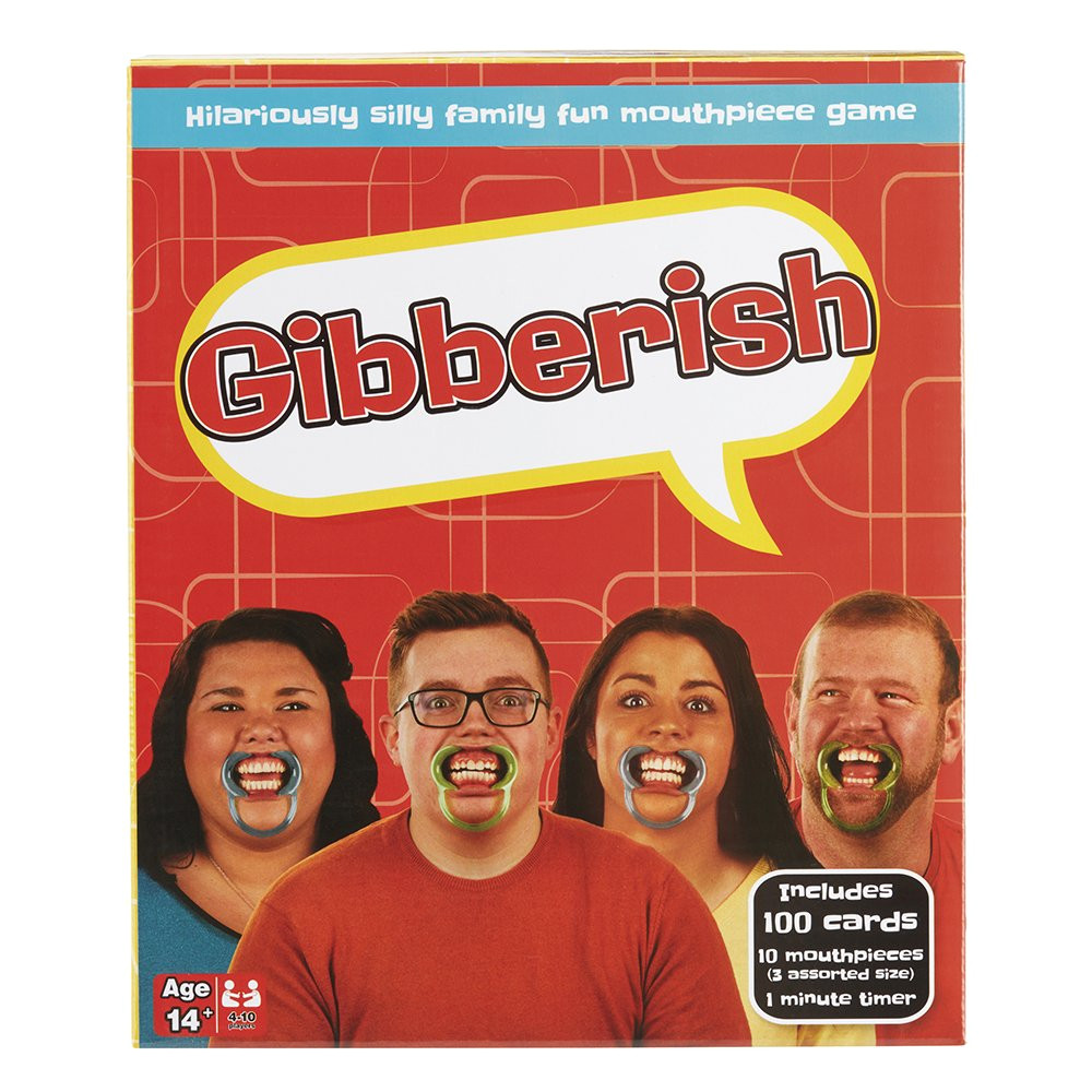 gibberish family party game fun hilarious hours of fun mouthpiece mouthguard board game great gift for men and women amazon co uk toys games