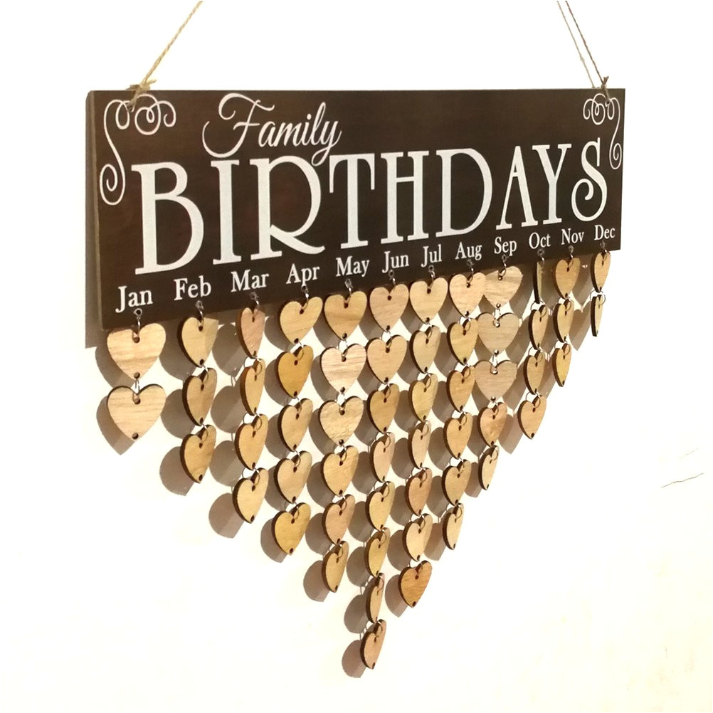 vorcool family birthday board plaque diy hanging wooden birthday reminder calendar with 50pcs wooden hearts amazon co uk kitchen home