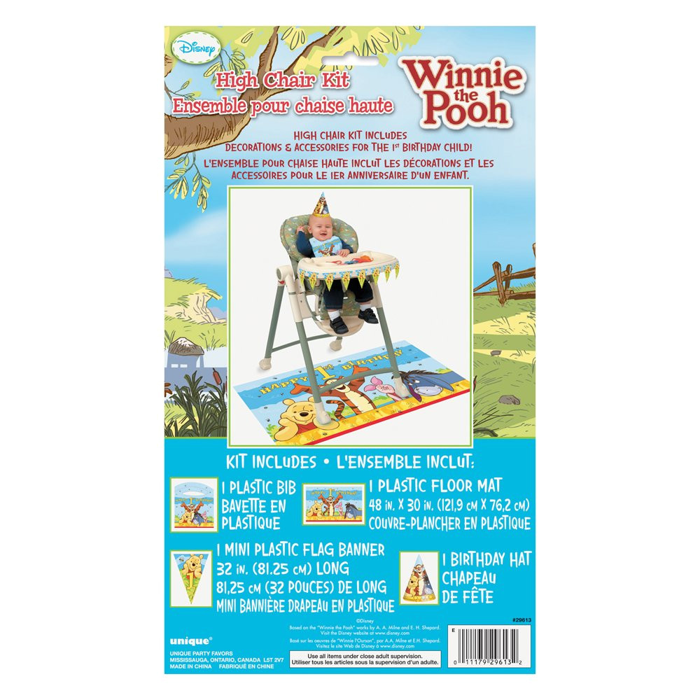 amazon com winnie the pooh first birthday high chair decorating kit 4pc toys games