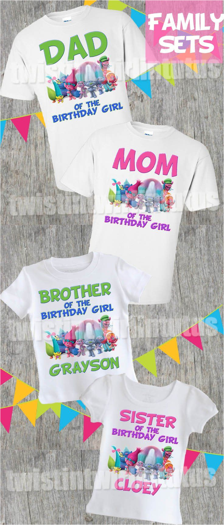 trolls family shirt set