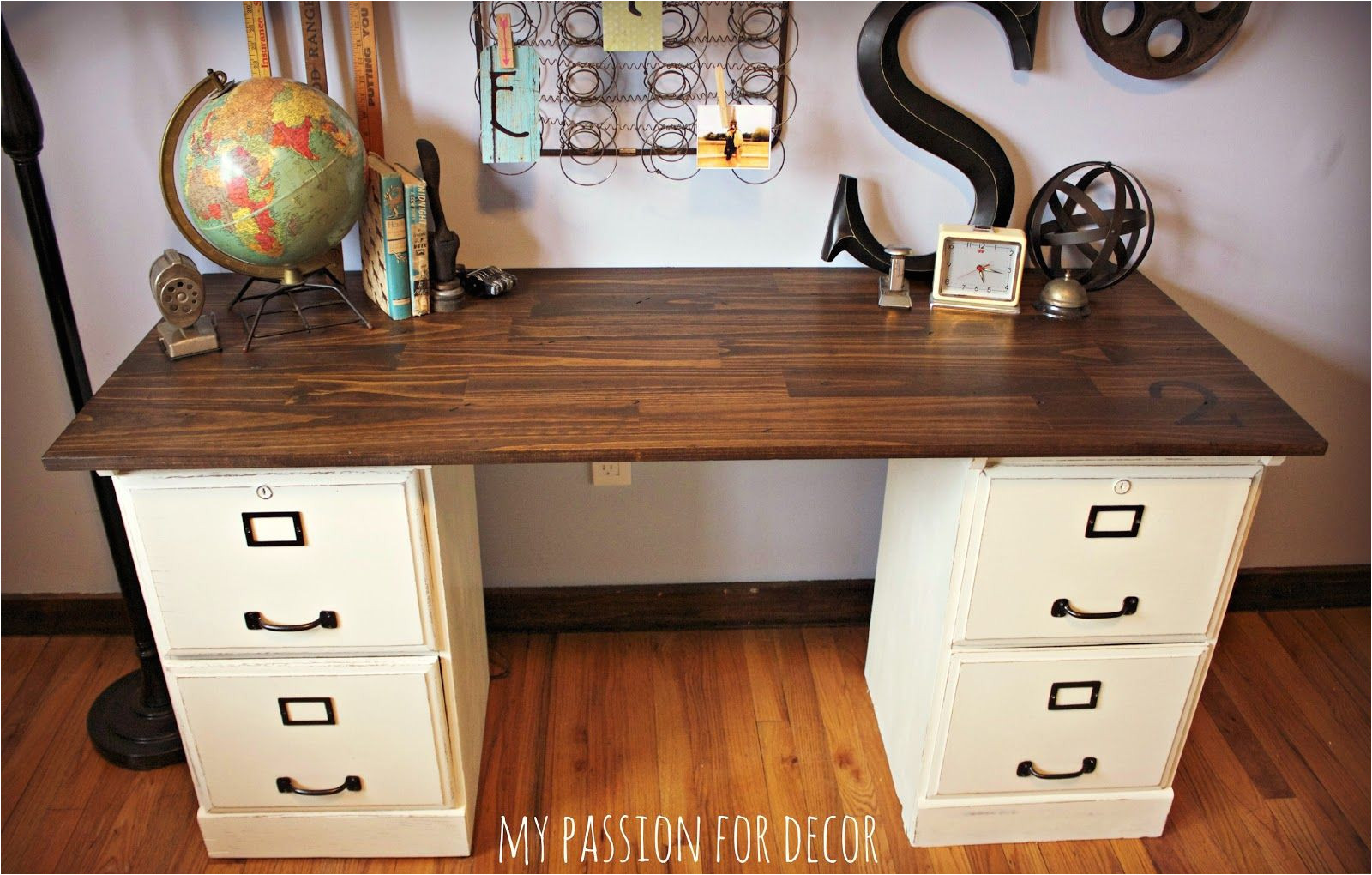 File Cabinet Corner Desk Diy Pottery Barn Inspired Desk Using Goodwill Filing Cabinets In 2019