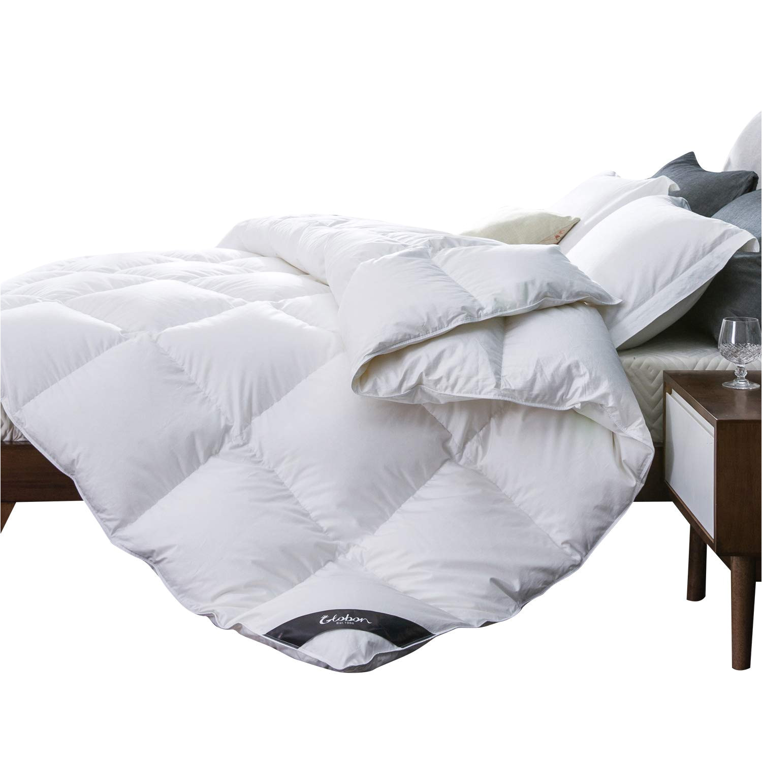 white goose down comforter queen medium warmth all season 400 thread count hypoallergenic 100 cotton shell with corner tabs 25oz 700 fill power