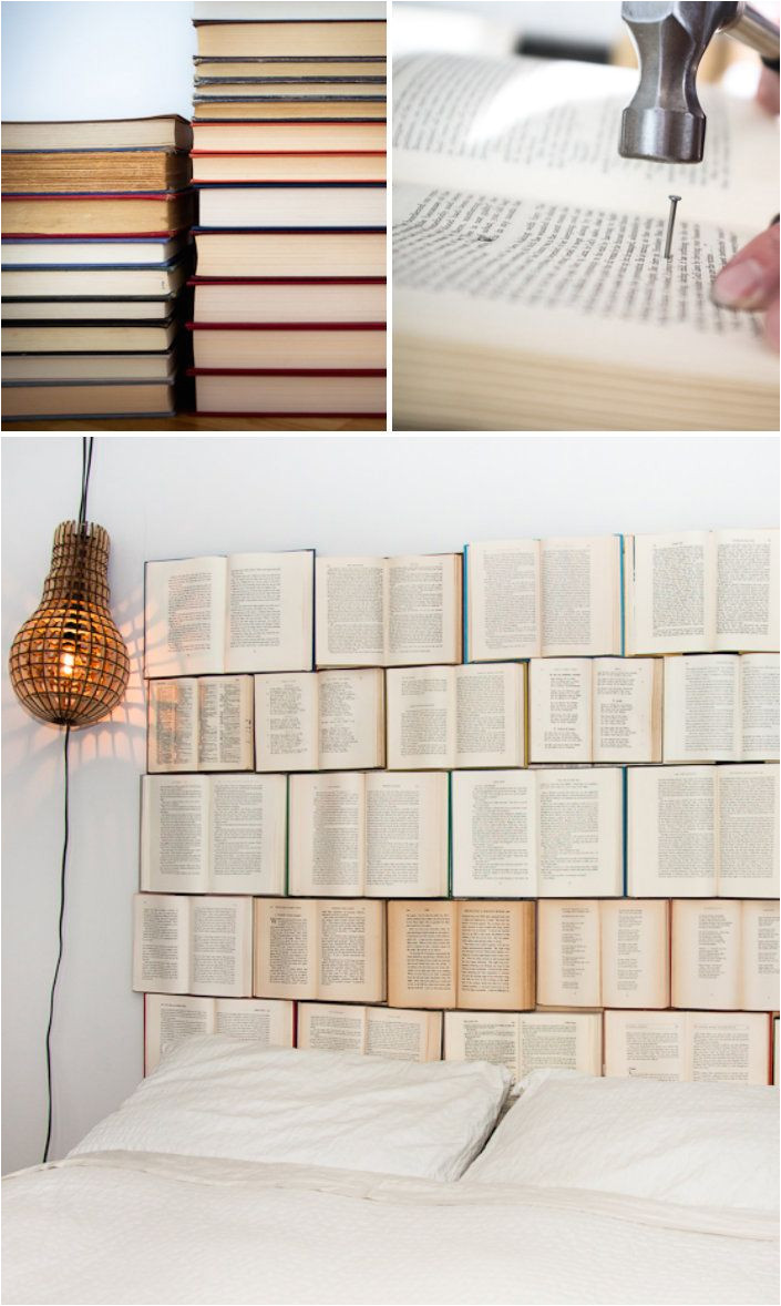 book headboard i would love to do this but i don t think i have the heart to ruin a perfectly good book