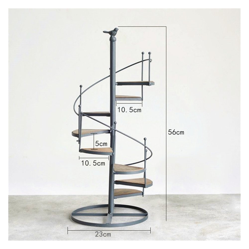 amazon com nordic style iron spiral stair plant decor stand shelf holds 8 flower pot garden outdoor