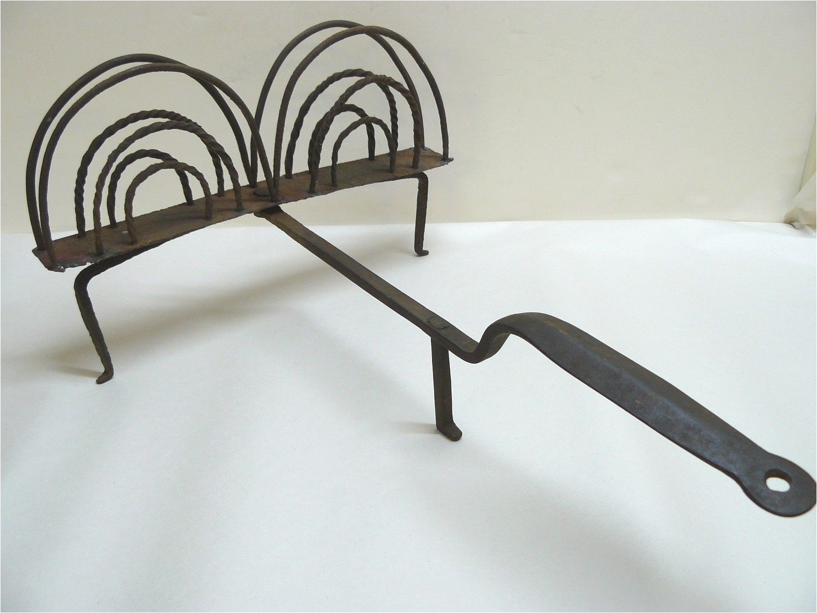 antique wrought iron fireplace hearth ware rotating toaster