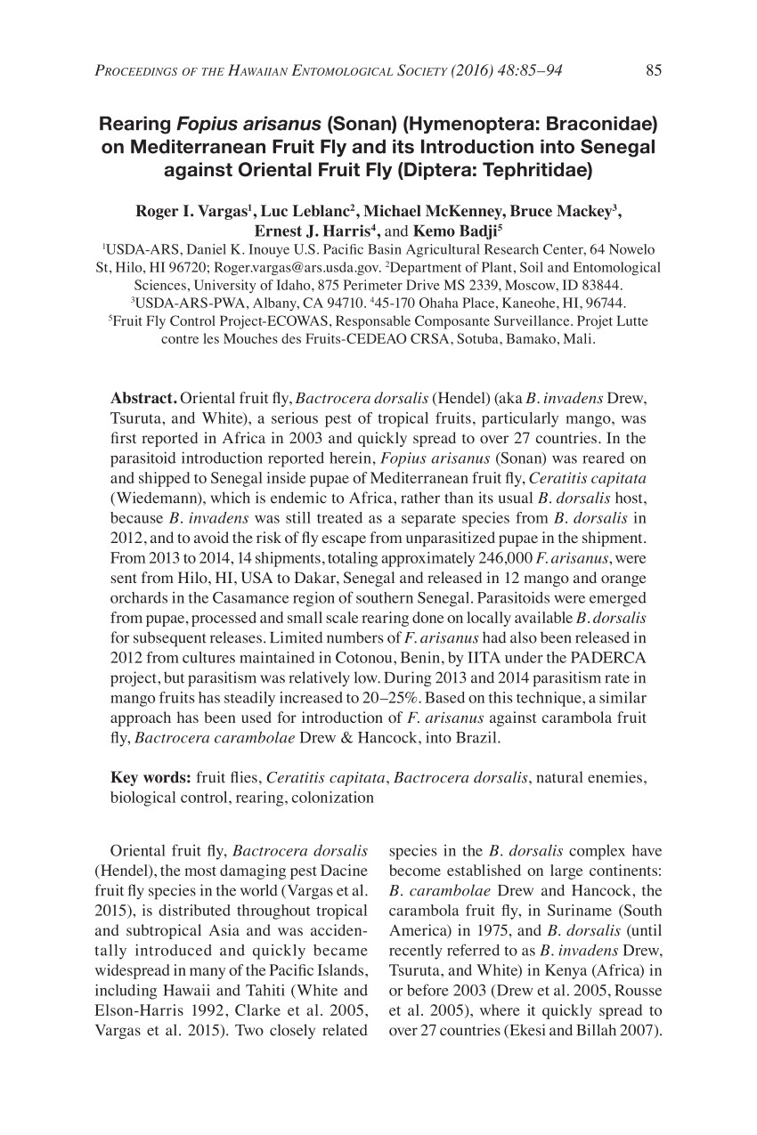 pdf seasonal abundance of mango fruit flies diptera tephritidae and ecological implications for their management in mango and cashew orchards in benin