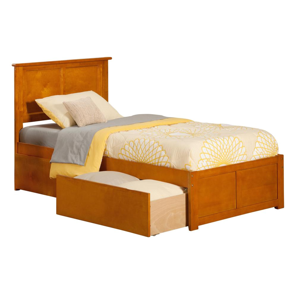 madison caramel latte twin platform bed with flat panel foot board