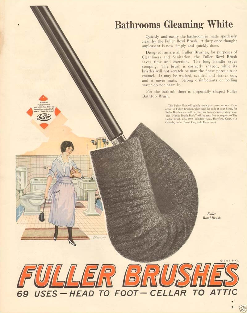 1920s antique fuller toilet bowl brush bathroom fixture house cleaning maid ad ebay