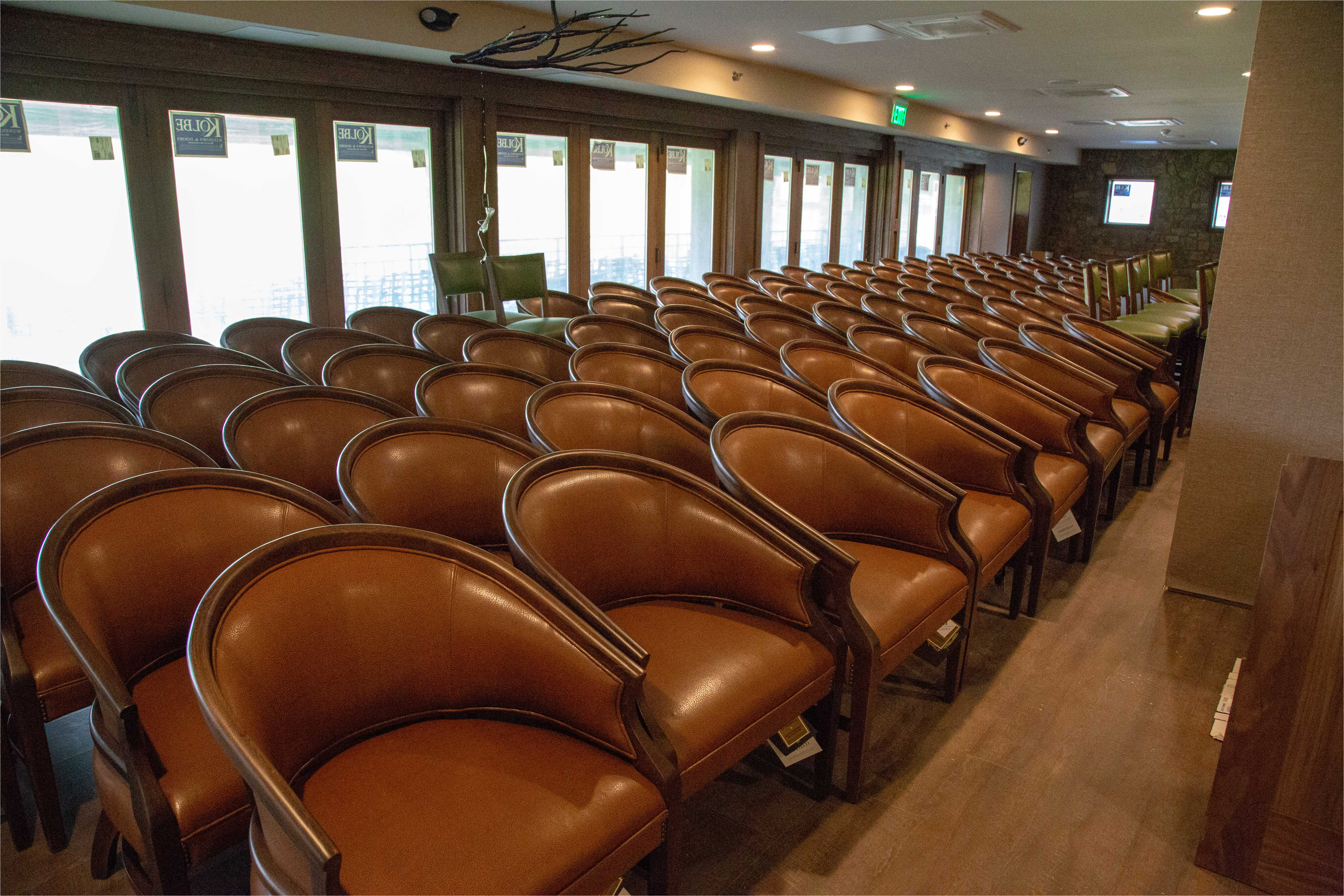 chairs lined up in terrace on the green