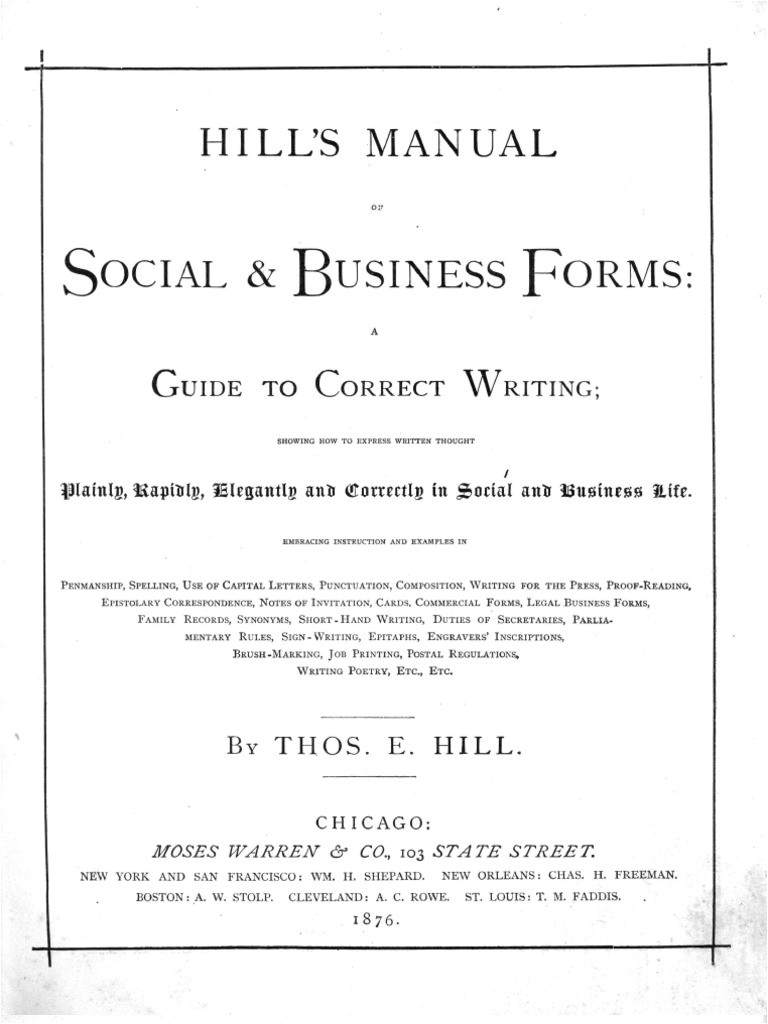 hills manual of social and business forms 1875 mail united states postal service