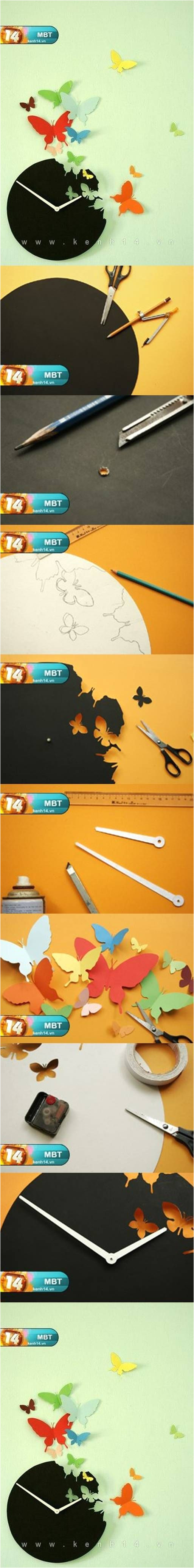 horloge envol de papillons tuto diy