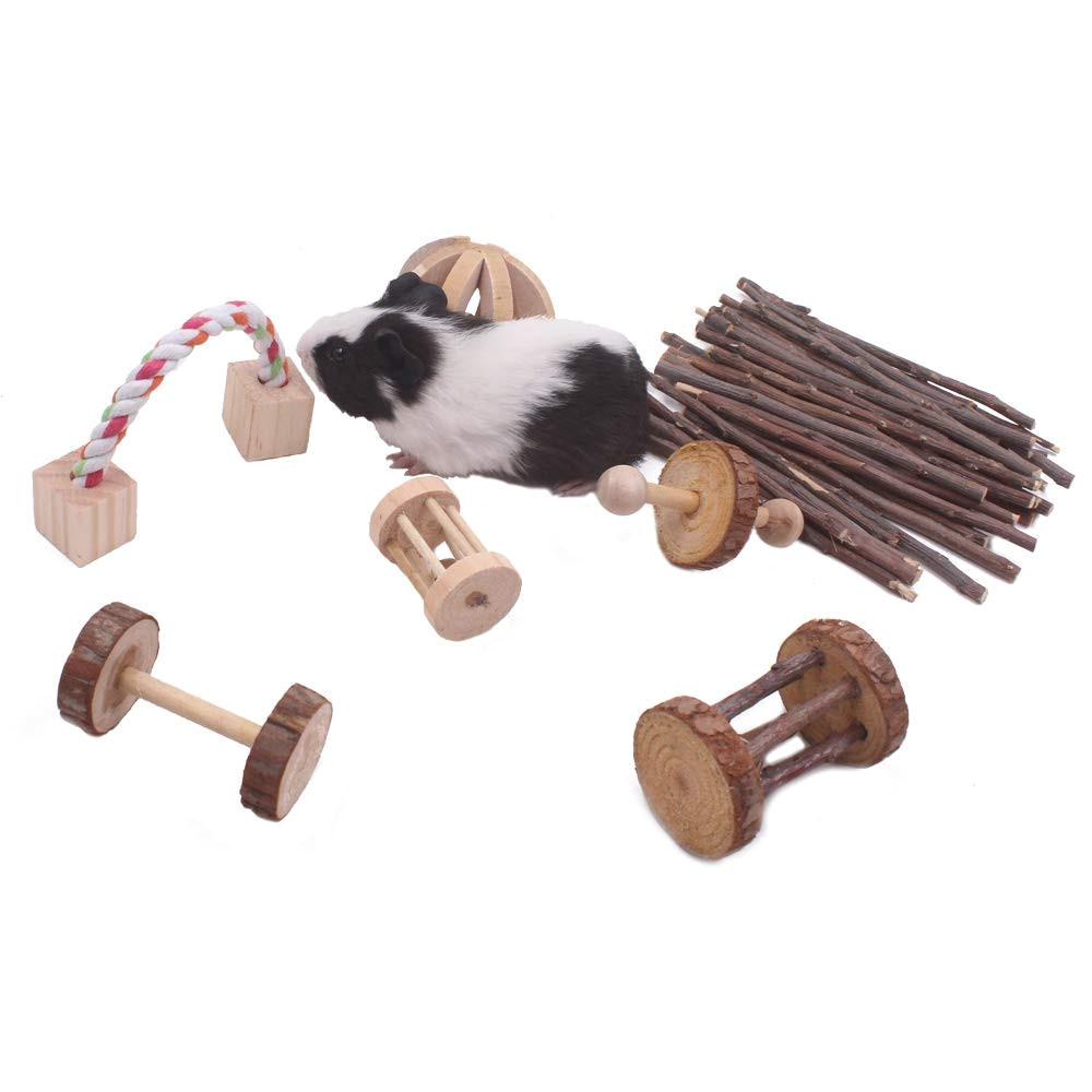 amazon com guinea pig toys chinchilla hamster rat chews toys bunny rabbits gerbil molar wooden pack of 7 pet supplies
