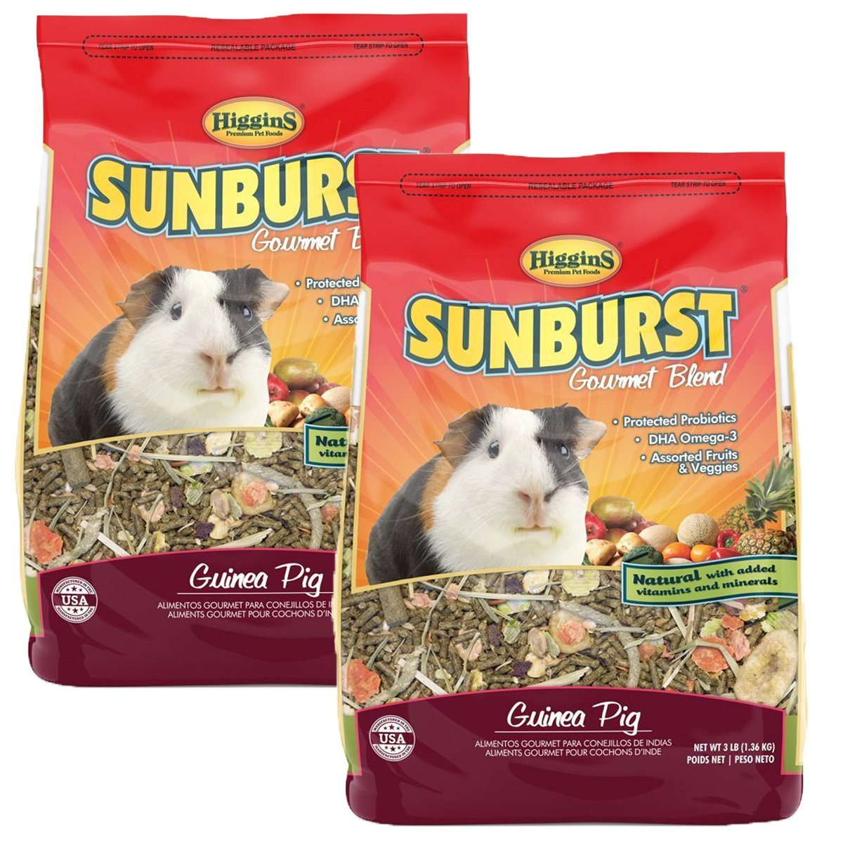 amazon com higgins sunburst gourmet food mix for guinea pigs 3 pound pet food pet supplies