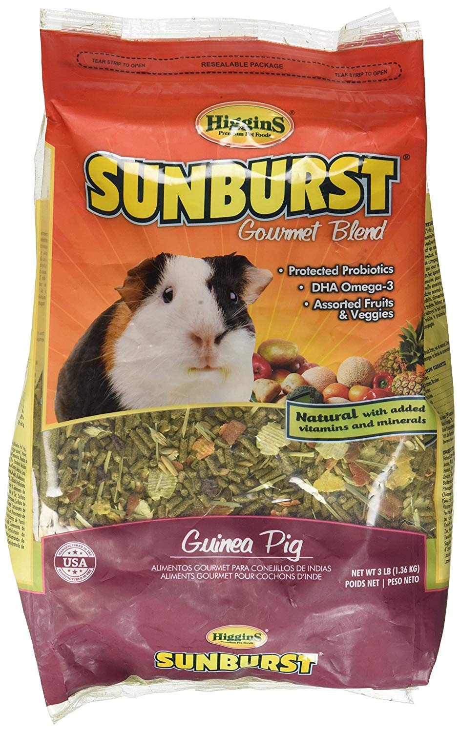 amazon com higgins sunburst gourmet food mix for guinea pigs 3 pound pet food pet supplies