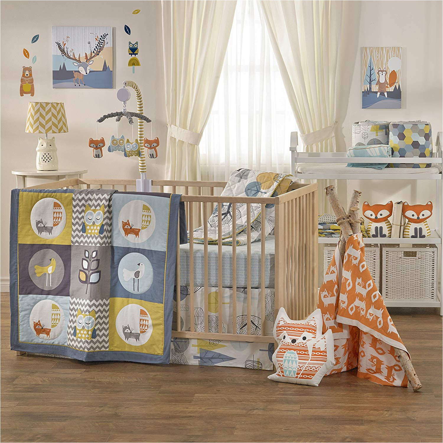 crib bedding set baby living woods wildlife rustic boy girl nursery animal new